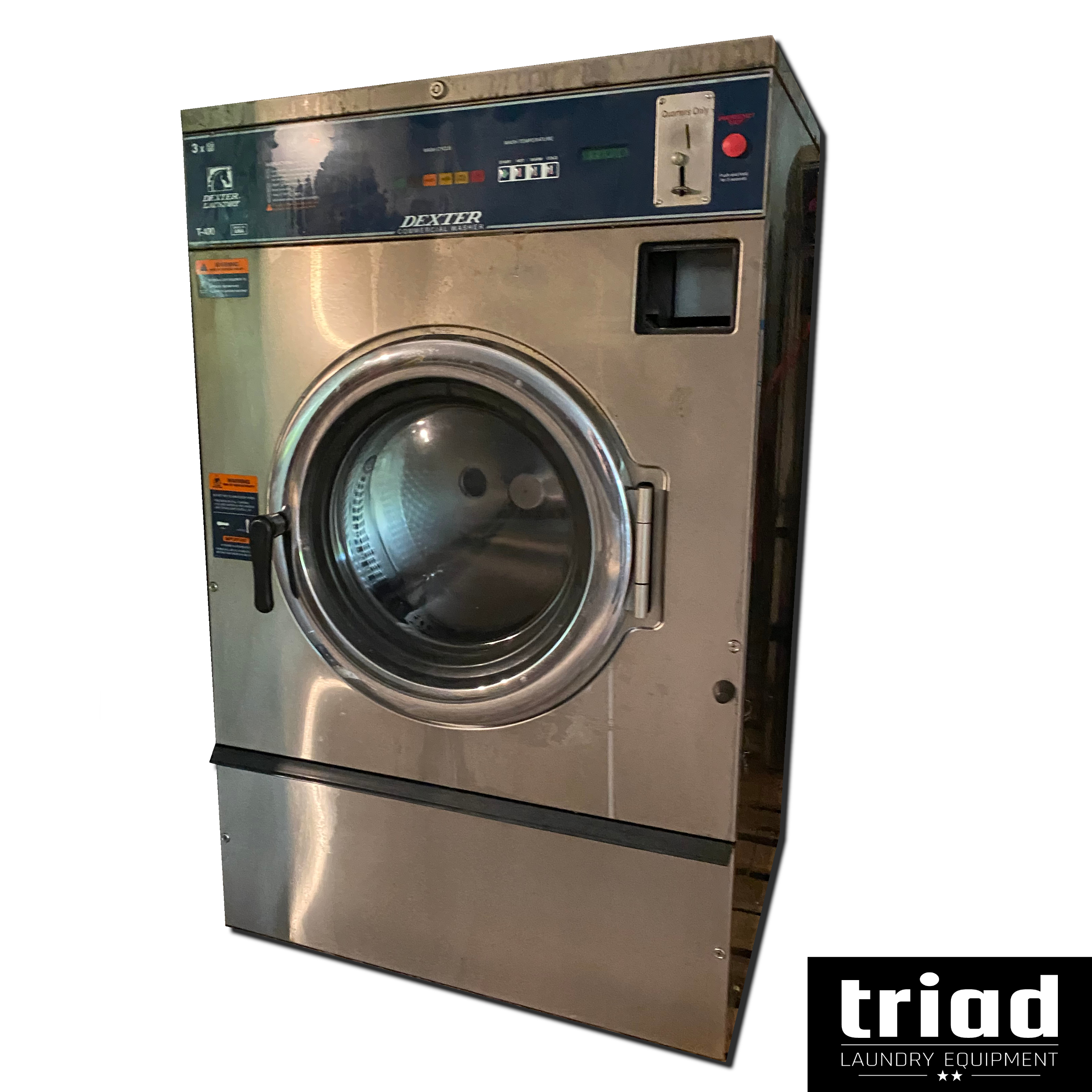 WC0400 Main Pic BLUE OVERLAY 2017 Dexter T400 30lb Coin OP Commercial Washer 1 Phase - Image 1